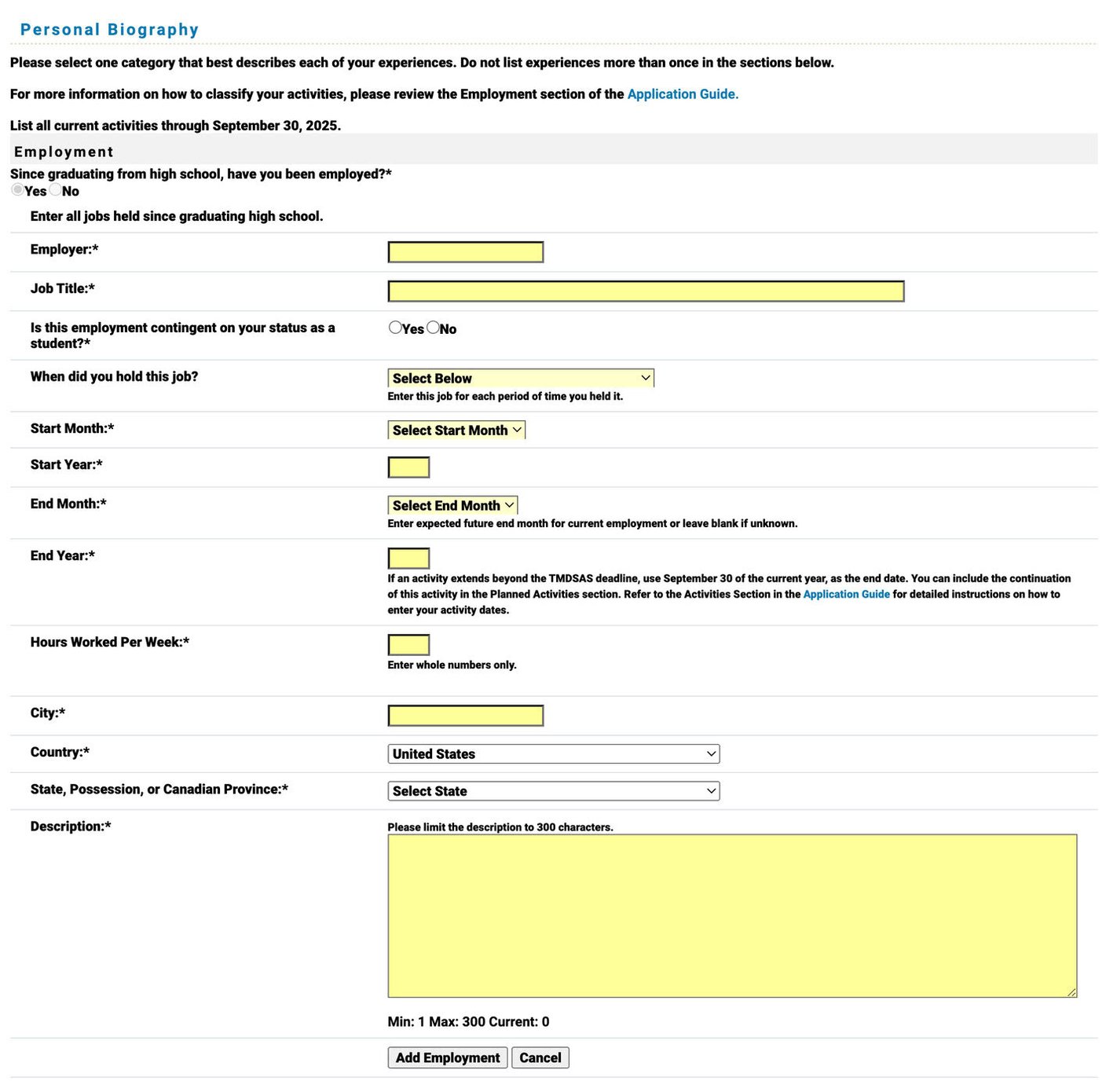 TMDSAS Application Guide - Personal Biography Part 4