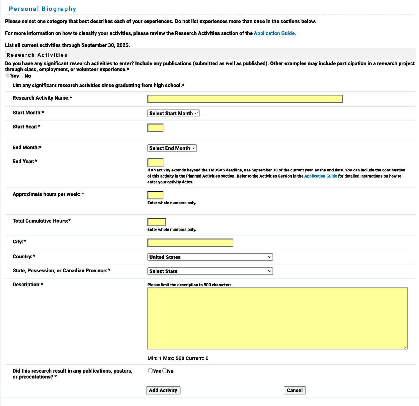 TMDSAS Application Guide - Personal Biography Part 5