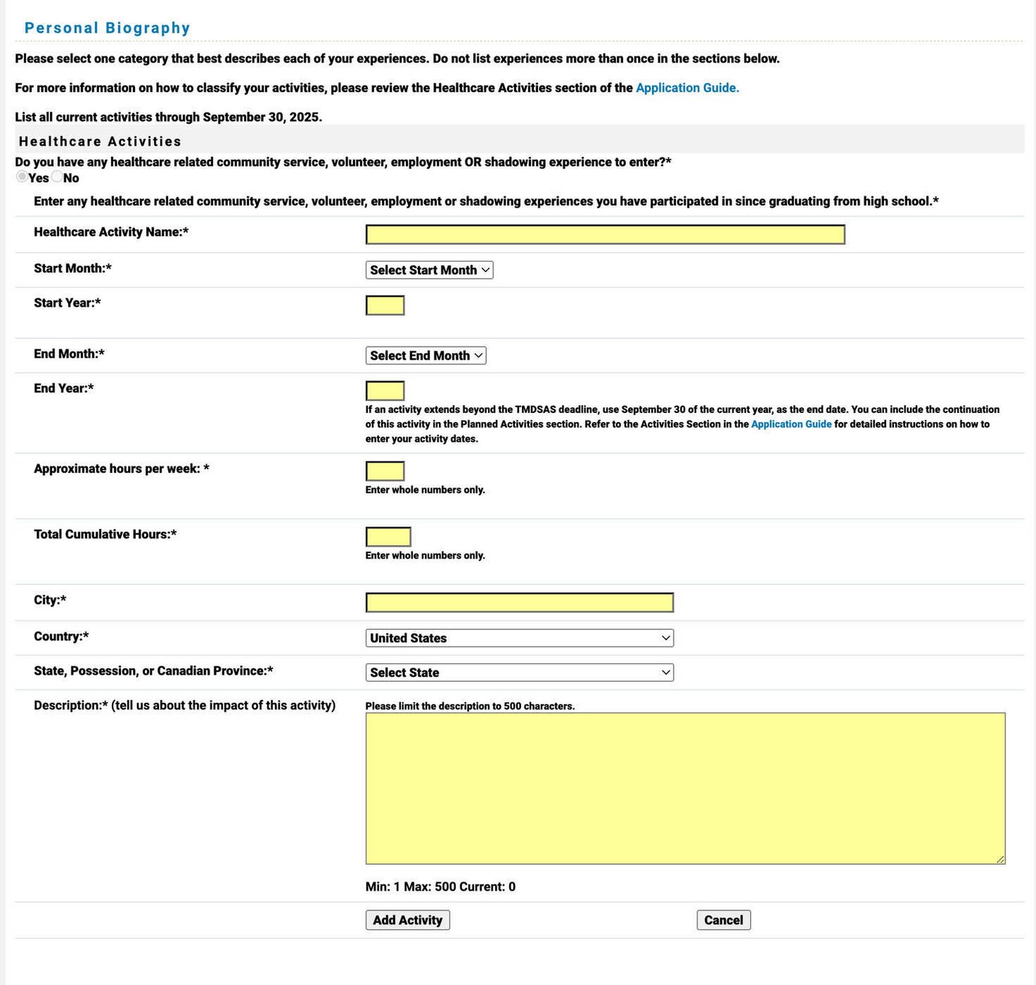 TMDSAS Application Guide - Personal Biography Part 6