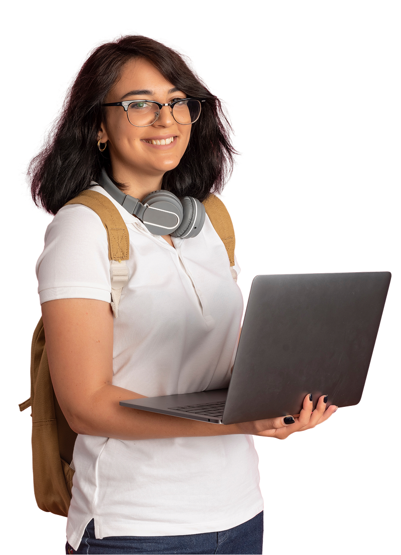 Medical Student with laptop and headphones