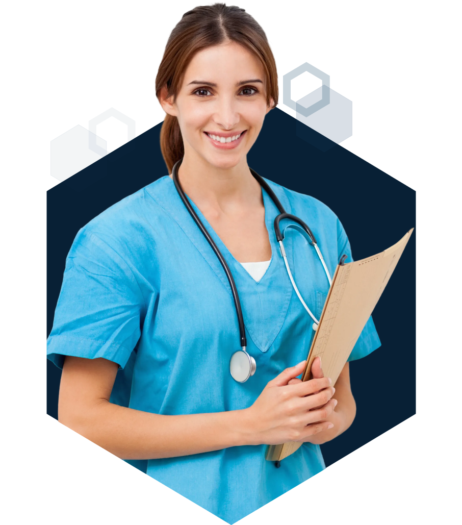Medical student holding a folder