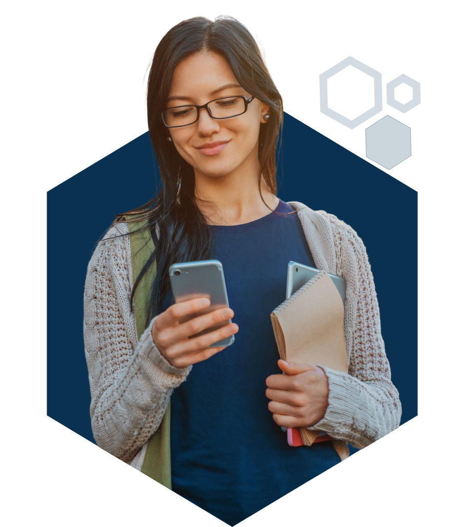 Student with phone.
