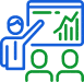 Man teaching about the meaning of graphs icon