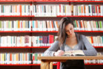 Girl studying in library