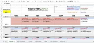 MCAT Study schedule spreadsheet
