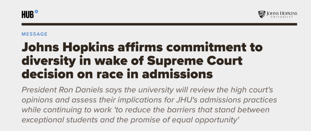 JHU Affirmative Action