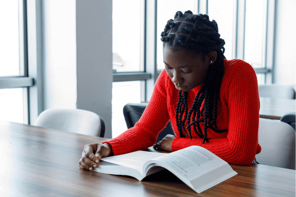 female student studying for the MCAT