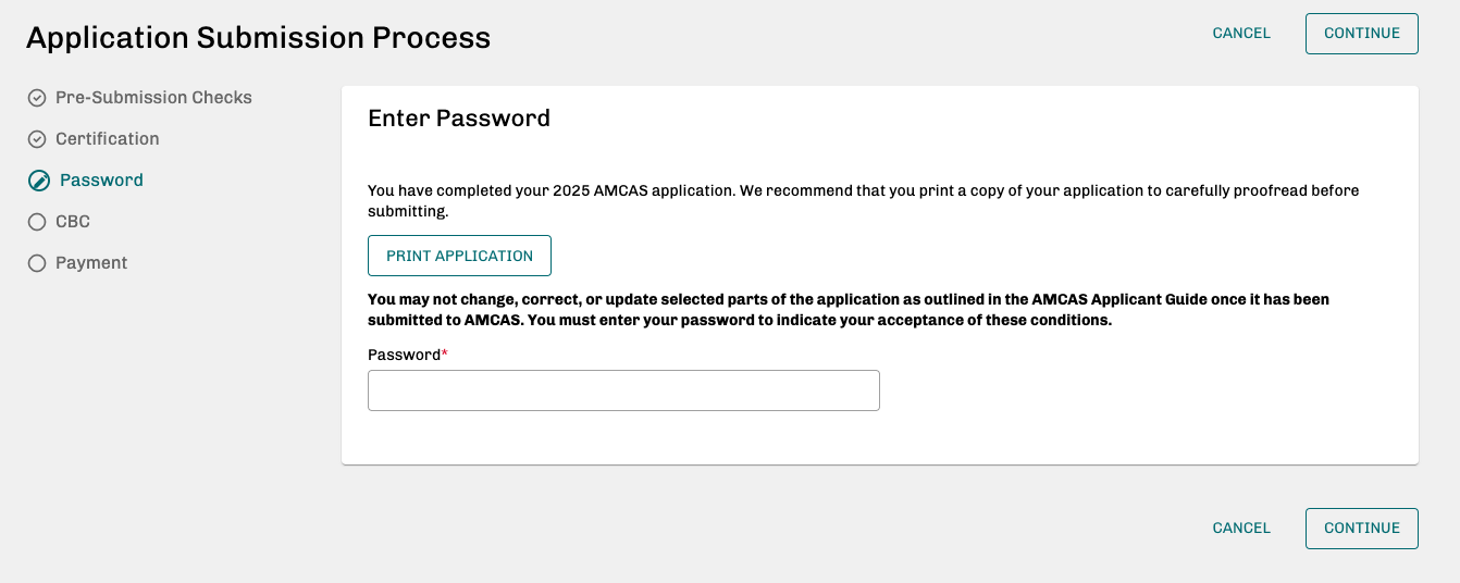 AMCAS Password