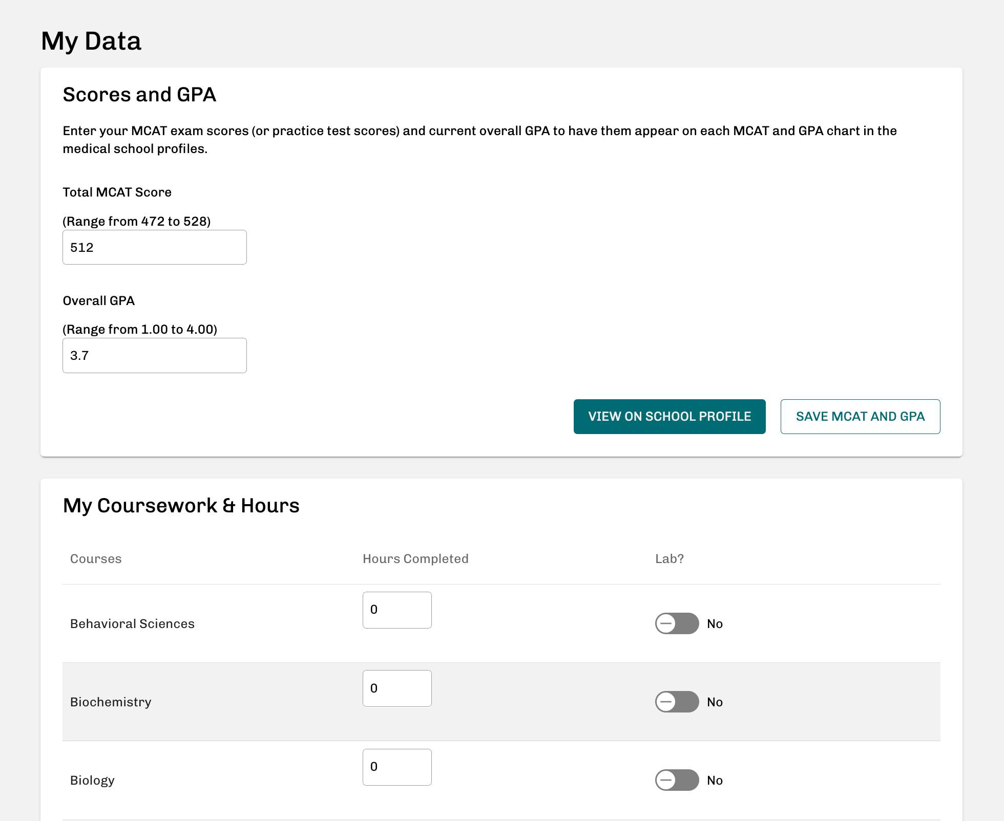 Screen Shot of the MSAR Information Page