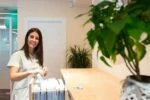 Medical student working in a office