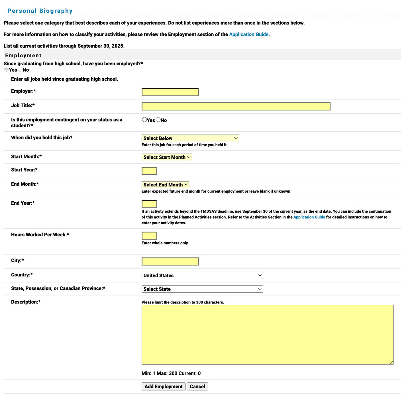 TMDSAS Application Guide - Personal Biography Part 4