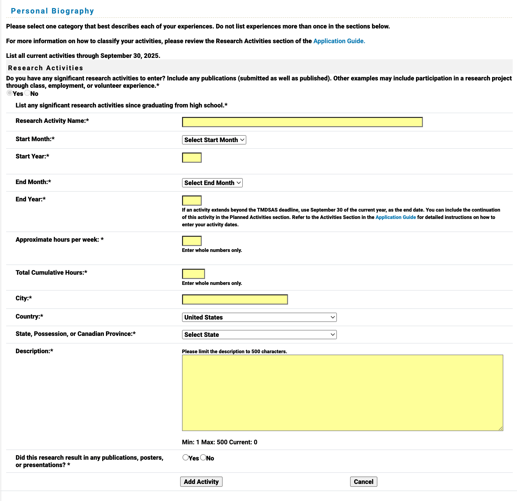 TMDSAS Application Guide - Personal Biography Part 5