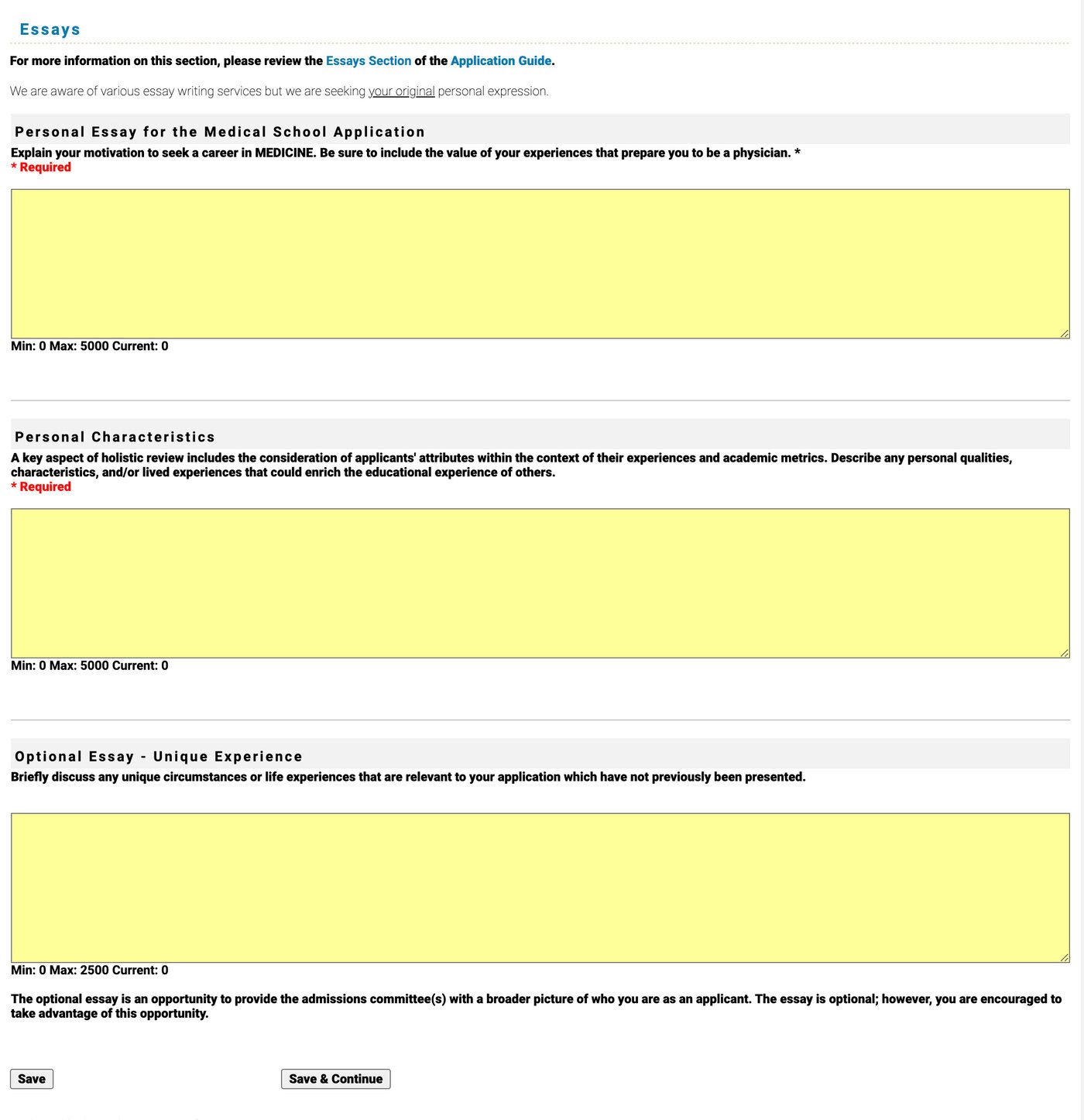 TMDSAS Application Guide - Essay
