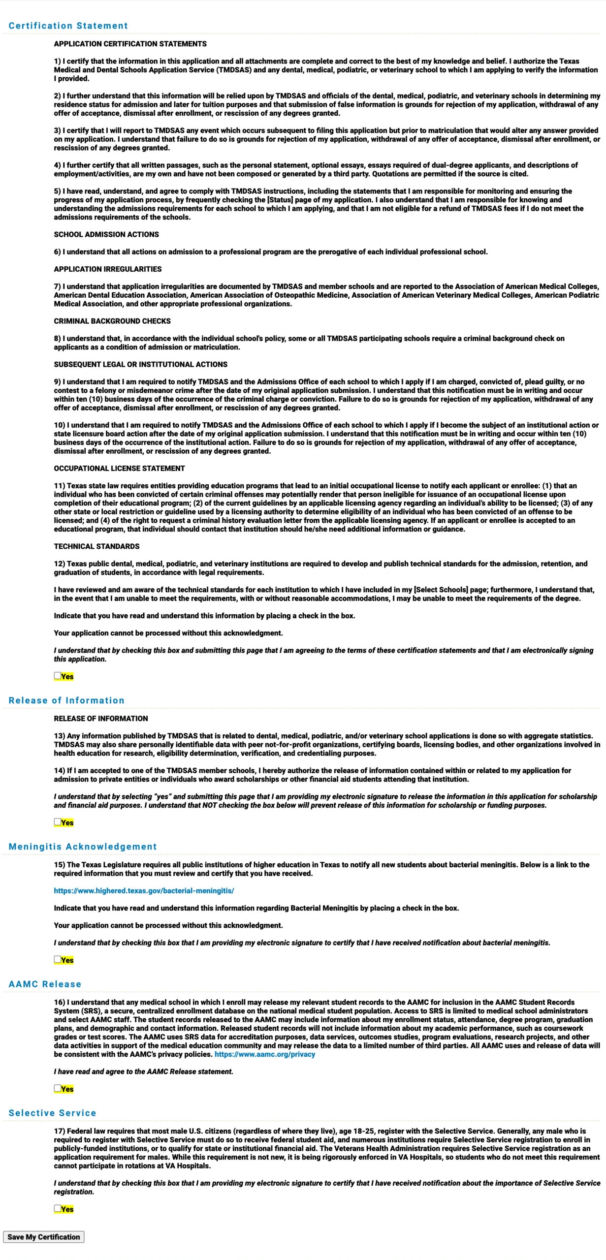 TMDSAS Application Guide - Certification
