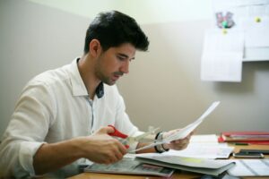 Student looking over their medical school application