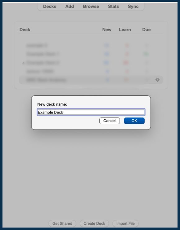 Creating an Anki deck step 2: name your deck