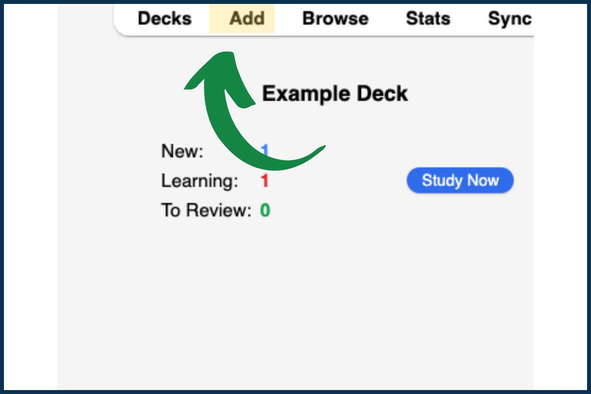 Creating an Anki Image Occlusion Card Step 3: Add a new card