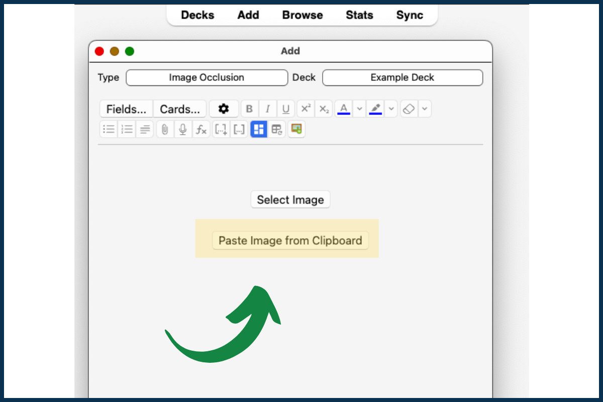 Creating an Anki Image Occlusion Card Step 5: Paste your image from clipboard