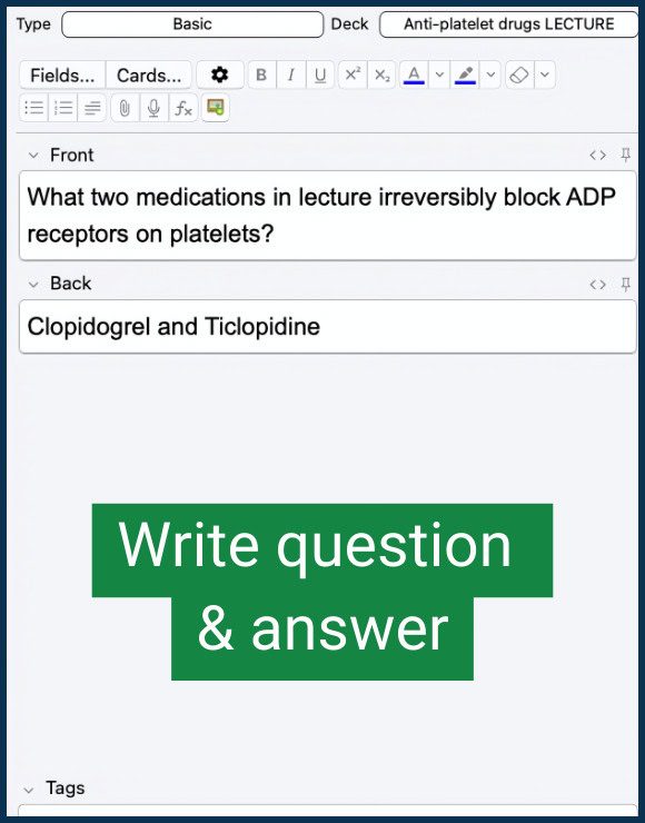 Create basic Anki cards out of lecture material step 2: Write a question and answer based on the lecture material